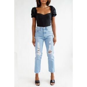 Levi’s Women’s Premium 501 Original Distressed Crop Jeans Ojai Ring